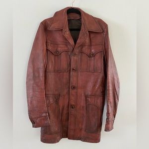 Reddish brown vintage 80s/90s faux leather jacket